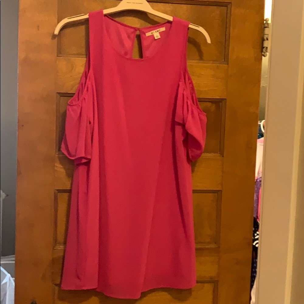 Hot Pink Cold Shoulder Shift Dress from Francescas